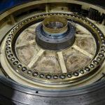 Carousel lathe, main bearing replacement and geometry correction