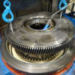 Carousel lathe, main bearing replacement and geometry correction